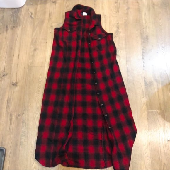Vintage Tops - Super Long Vintage Plaid Shirt